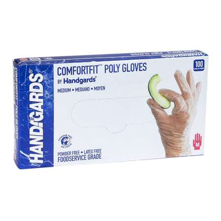 Handgards ComfortFit, Poly Disposable Gloves, Poly, Powder-Free, M, 1000 PK, Clear 303363212